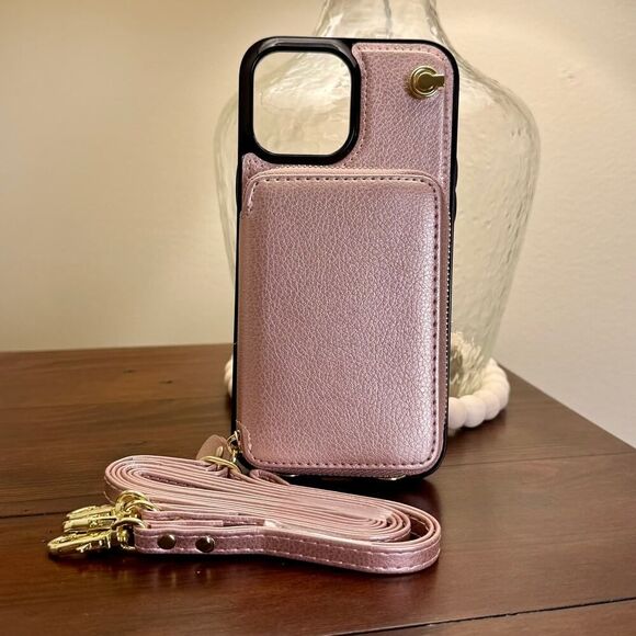 Crossbody Wallet Case iPhone Pro Max 13 RFID Zipper Card Holder Flip Cover - Picture 8 of 9